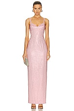 AREA Crystal Embellished Gown in Candy Rose, view 1, click to view large image.