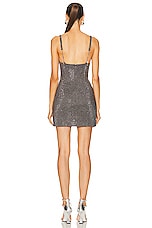 AREA Crystal Embellished Mini Dress in Charcoal, view 3, click to view large image.