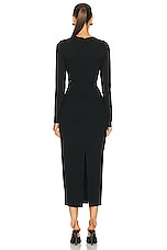 AREA Crystal Claw Cutout Midi Dress in Black, view 4, click to view large image.