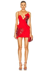 AREA Heart Ruffle Mini Dress in Scarlet, view 1, click to view large image.