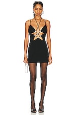 AREA Star Cutout Mini Dress in Black, view 1, click to view large image.