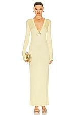 AREA Star Stud Long Sleeve Dress in Cream Yellow, view 1, click to view large image.