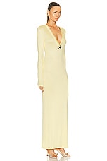 AREA Star Stud Long Sleeve Dress in Cream Yellow, view 2, click to view large image.