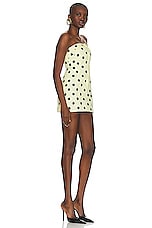 AREA Polka Dot Strapless Mini Dress in Cream Yellow, view 2, click to view large image.