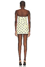 AREA Polka Dot Strapless Mini Dress in Cream Yellow, view 3, click to view large image.