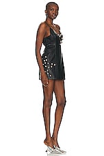 AREA Studded Polka Dot Leather Dress in Black, view 2, click to view large image.