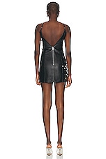 AREA Studded Polka Dot Leather Dress in Black, view 4, click to view large image.