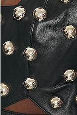 AREA Studded Polka Dot Leather Dress in Black, view 5, click to view large image.