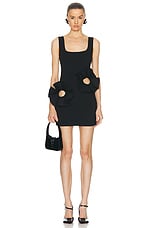 AREA Ruffle Flower Tank Dress in Black, view 1, click to view large image.