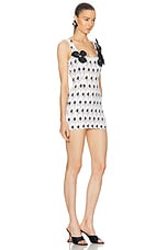 AREA Crochet Eye Tank Dress in Black & White, view 2, click to view large image.