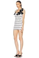 AREA Crochet Eye Tank Dress in Black & White, view 3, click to view large image.
