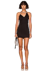 AREA Asymmetrical Halter Mini Dress in Black, view 1, click to view large image.