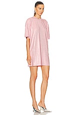 AREA Crystal Embellished Backless T-shirt Dress in Candy Rose, view 3, click to view large image.