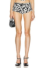 AREA Dalmatian Denim Hot Short in Black & Off White, view 1, click to view large image.