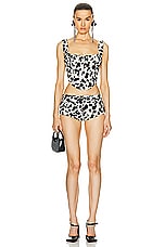 AREA Dalmatian Denim Hot Short in Black & Off White, view 4, click to view large image.