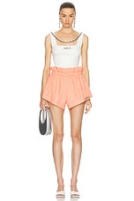 AREA Ruffle Waist Track Short in Sweet Salmon, view 5, click to view large image.