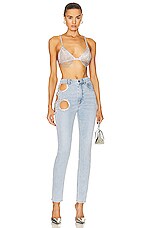 AREA Crystal Grape Cutout Skinny Pant in Light Blue, view 5, click to view large image.