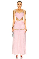 AREA Wide Leg Crystal Slit in Powder Pink, view 4, click to view large image.