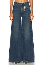 AREA Crystal Heart Charm Wide Leg in Dark Medium Wash, view 1, click to view large image.