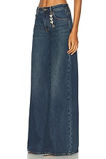 AREA Crystal Heart Charm Wide Leg in Dark Medium Wash, view 3, click to view large image.