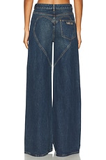 AREA Crystal Heart Charm Wide Leg in Dark Medium Wash, view 4, click to view large image.