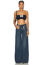 AREA Crystal Heart Charm Wide Leg in Dark Medium Wash, view 5, click to view large image.