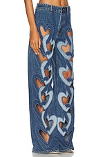 AREA Heart Cutout Wide Leg in Multi Denim Wash, view 2, click to view large image.