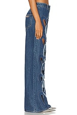 AREA Heart Cutout Wide Leg in Multi Denim Wash, view 3, click to view large image.