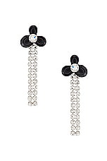 AREA Flower Drop Earrings in Black & Silver, view 1, click to view large image.