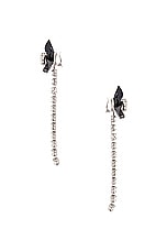 AREA Flower Drop Earrings in Black & Silver, view 2, click to view large image.
