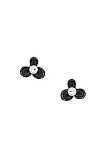 AREA Flower Stud Earrings in Black & Silver, view 1, click to view large image.