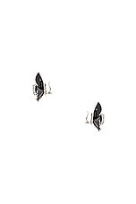AREA Flower Stud Earrings in Black & Silver, view 2, click to view large image.