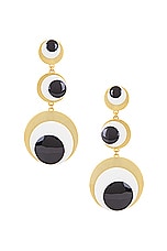 AREA Enamel Eye Drop Earrings in Antique Gold, view 1, click to view large image.