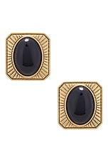 AREA Gemstone Stud Earrings in Antique Gold, view 1, click to view large image.