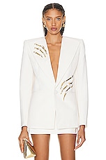 AREA Crystal Claw Relaxed Blazer in Ivory, view 1, click to view large image.