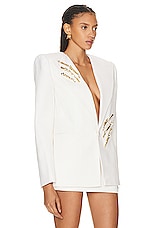 AREA Crystal Claw Relaxed Blazer in Ivory, view 2, click to view large image.