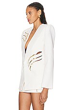 AREA Crystal Claw Relaxed Blazer in Ivory, view 3, click to view large image.