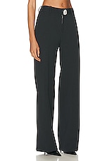 AREA Crystal Embellished Slit Trouser in Charcoal, view 2, click to view large image.
