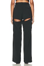 AREA Crystal Embellished Slit Trouser in Charcoal, view 3, click to view large image.