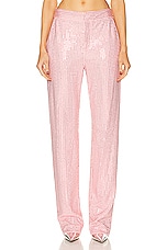 AREA Crystal Embellished Straight Leg Pant in Candy Rose, view 1, click to view large image.
