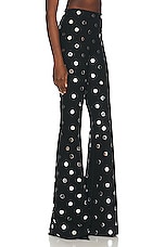 AREA Polka Dot Flare Pant in Black, view 2, click to view large image.