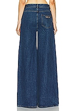 AREA Crystal Eyelet Wide Leg in Dark Medium Wash, view 4, click to view large image.