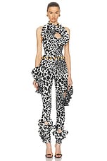 AREA Dalmatian Flower Legging in Black & Off White, view 5, click to view large image.
