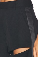 AREA Asymmetric Slit Pant in Black, view 6, click to view large image.