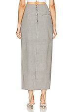 AREA Distressed Crystal Midi Skirt in Brown & Ivory, view 4, click to view large image.
