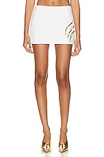 AREA Crystal Claw Mini Skirt in Ivory, view 1, click to view large image.