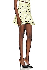 AREA Polka Dot Ruffle Mini Skirt in Cream Yellow, view 2, click to view large image.