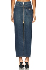 AREA Slit Midi Skirt in Dark Medium Wash, view 5, click to view large image.