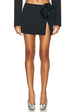 AREA Flower Slit Mini Skirt in Black, view 1, click to view large image.