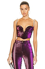 AREA Mussel Cup Bustier Top in Purple, view 1, click to view large image.